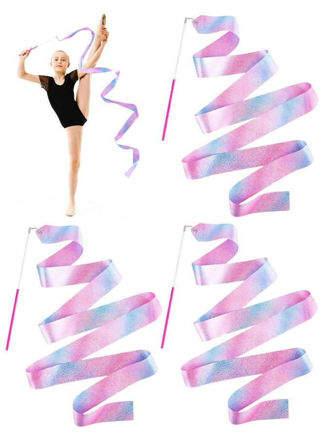 3PCS Sparkly Dance Ribbon,6.6 Ft Twirl Streamer Ribbon Dancer Wands for Kids Girls Class Talent Shows - Image 1