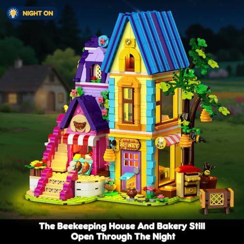 HOGOKIDS Beekeeping Bakery House Building Toy with LED Light 1084PCS Friends Girls Baking Building Set with Honey Workshop Pretend Play Birthday for Kid Girls Boys Ages 812 Years - Image 5