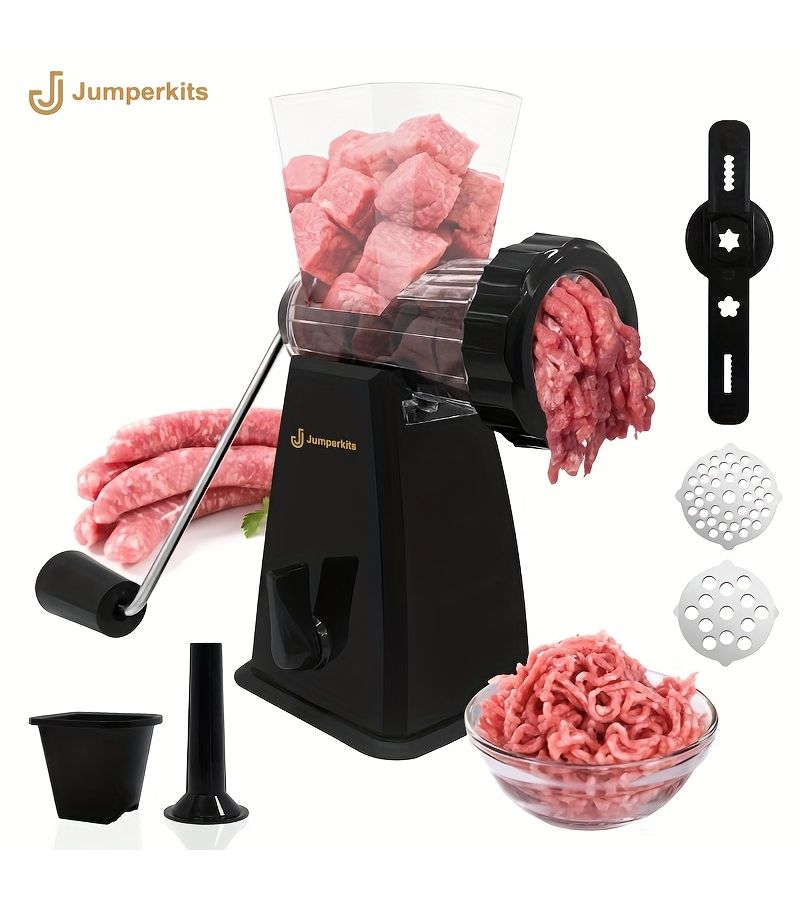 Manual Meat Grinder With 2 Stainless Steel Plates And Powerful Suction Cup Base White For Home Use Quick Easy Homemade Sausages Ground Beef Hamburger Patties All Kinds Of Meat - Image 5