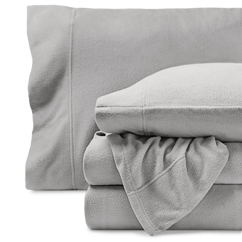Bare Home Bare Home Super Soft Fleece Sheet Set  Twin Extra Long Size  Extra Plush Polar Fleece NoPilling Bed Sheets  All Season Cozy Warmth Twin XL Light Grey 
