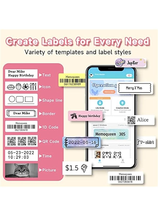 phomemo - Label Maker Machine with Tape, D30 Portable Bluetooth Label Printer for Storage, Barcode, Mailing, Office, Home, Organizing, Mini Sticker Make with Multiple Templates, with 3 Rolls - Image 1