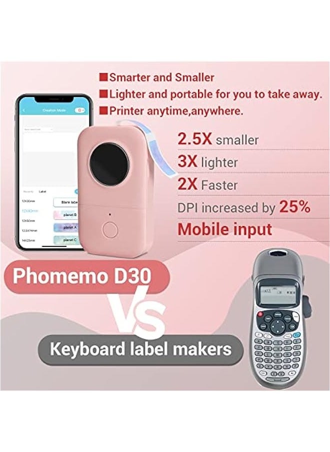 phomemo - Label Maker Machine with Tape, D30 Portable Bluetooth Label Printer for Storage, Barcode, Mailing, Office, Home, Organizing, Mini Sticker Make with Multiple Templates, with 3 Rolls - Image 1