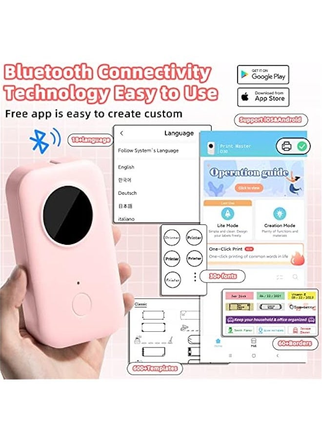 phomemo - Label Maker Machine with Tape, D30 Portable Bluetooth Label Printer for Storage, Barcode, Mailing, Office, Home, Organizing, Mini Sticker Make with Multiple Templates, with 3 Rolls - Image 1