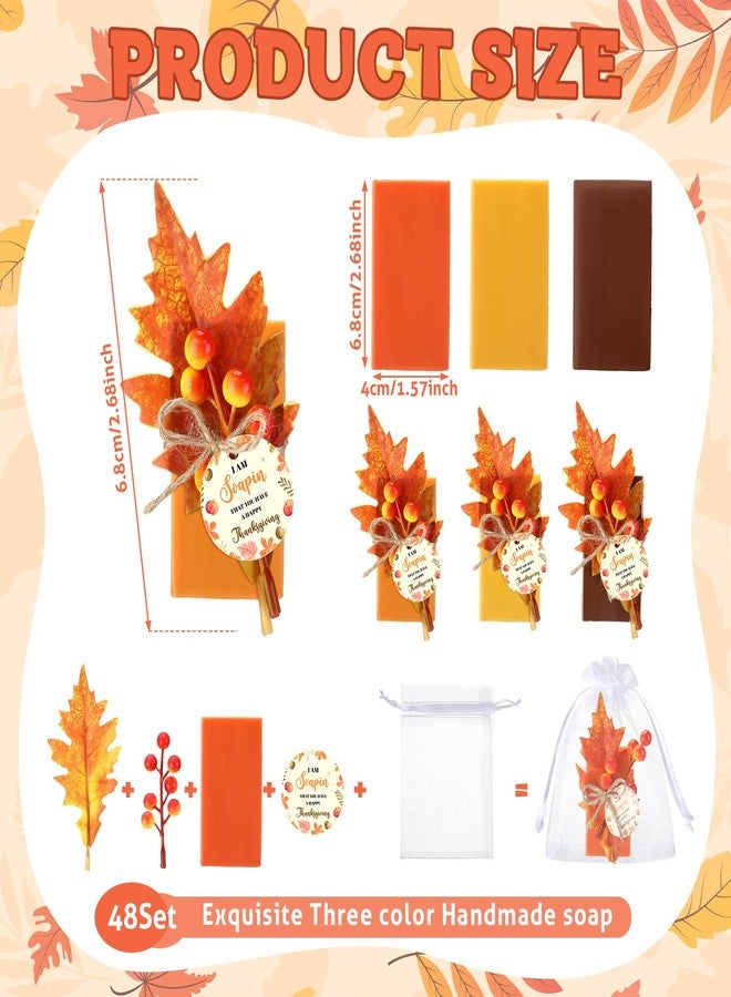 Swiffen 48 Set Fall Thanksgiving Bar Soap Party Favors Mini Hand Soaps Gifts Bulk with Bags Guests Thank You Return Gift for Thanksgiving, Wedding, Bridal Showers, Baby Shower - Image 2