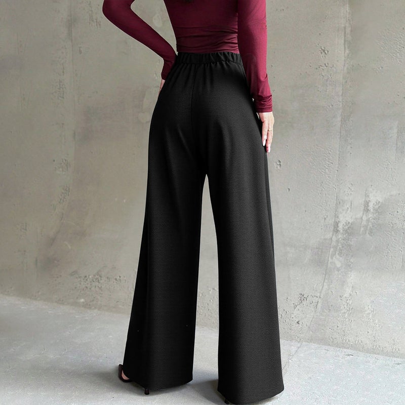 European Style High Waist Straight Flared Pants for Women - Image 2