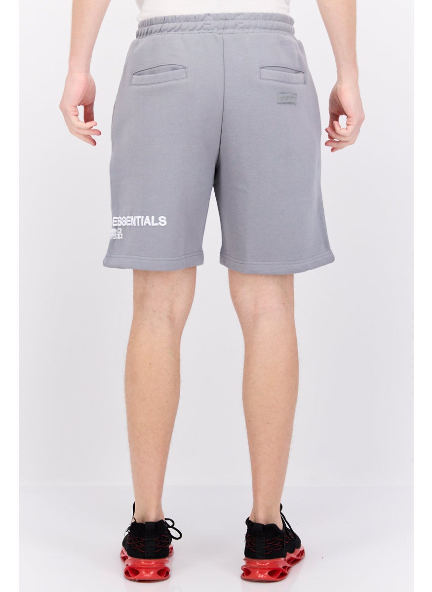 Blank Essentials - Men Brand Logo Basic Shorts, Grey - Image 1