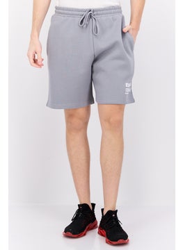 Men Brand Logo Basic Shorts, Grey
