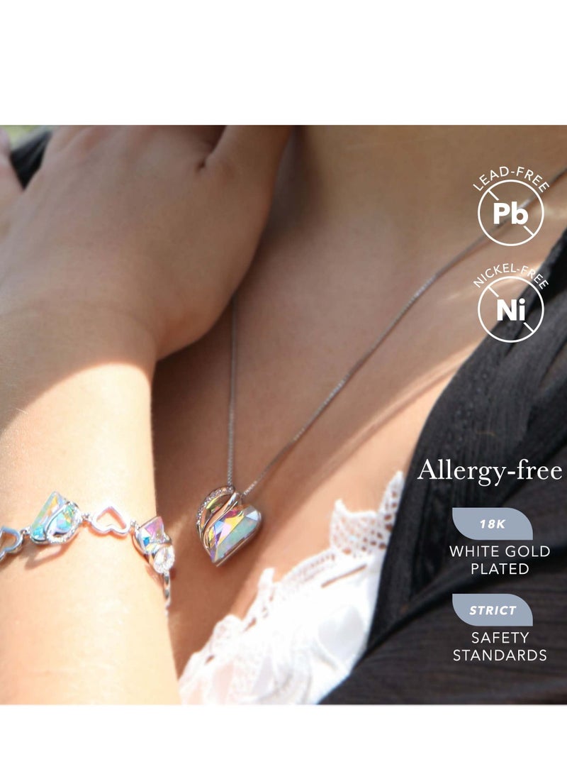 هدايا عيد الأم للزوجة، قلائد للنساء، قلادة قلب الحب اللانهائي مع كريستالات جوهرة الميلاد، سلسلة مطلية بالفضة مقاس 18 + 2 بوصة، مجوهرات عيد ميلاد لصديقتك وأمها وهي - Image 2