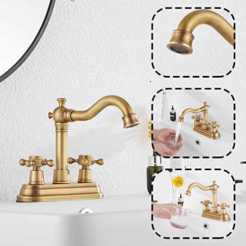 GGStudy Bathroom Faucet Oil Rubbed Bronze GGStudy 2 Handles 4 Inches Centerset Bathroom Vanity with Drain Assembly and Supply Hose Lavatory Mixer Double Handle Tap - Image 4