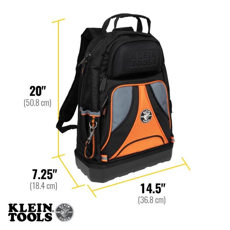 Klein Tools 55421BP-14 Tool Bag Backpack, Heavy Duty Tradesman Pro Tool Organizer / Tool Carrier with 39 Pockets and Molded Base - Image 4