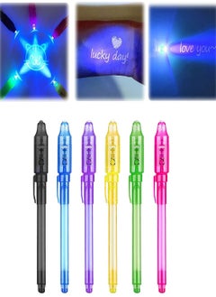 Generic Invisible Ink Pen with UV Light 6 Colors Secret Magic Disappearing Marker for Message Fun Activity Entertainment Kids Party Favors  - Image 1