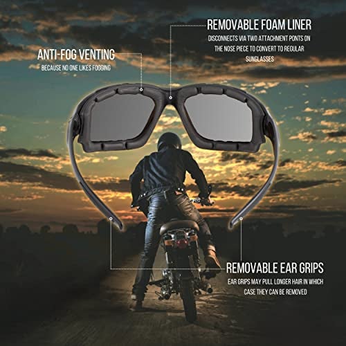 WYND Blocker Motorcycle Riding Glasses Extreme Sports Wrap Sunglasses, White, Smoke - Image 2
