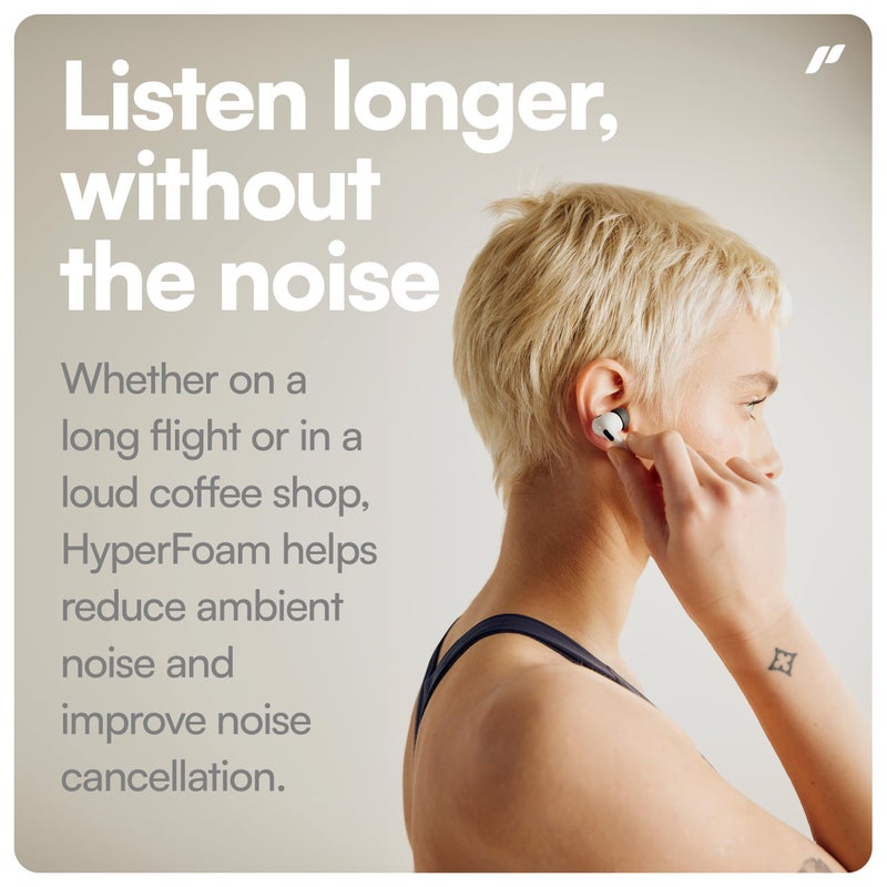 Proof Labs HyperFoam Memory Foam Ear Tips for AirPods Pro 1st & 2nd Gen - Patented Comfort Core for Improved Fit and Noise Cancellation, Anti-Slip Replacement Buds (S/M/L, Black) - Image 4