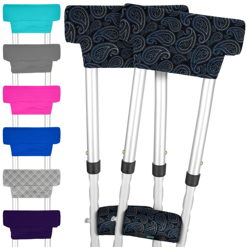 Vive Crutch Pads For Armpits and Hand Grips Pads for Crutches Handles and Underarms Crutch Cushions Covers Soft Padded Under Arm Cover Crutch Accessories for Women Men Kid 1 Pair Paisley