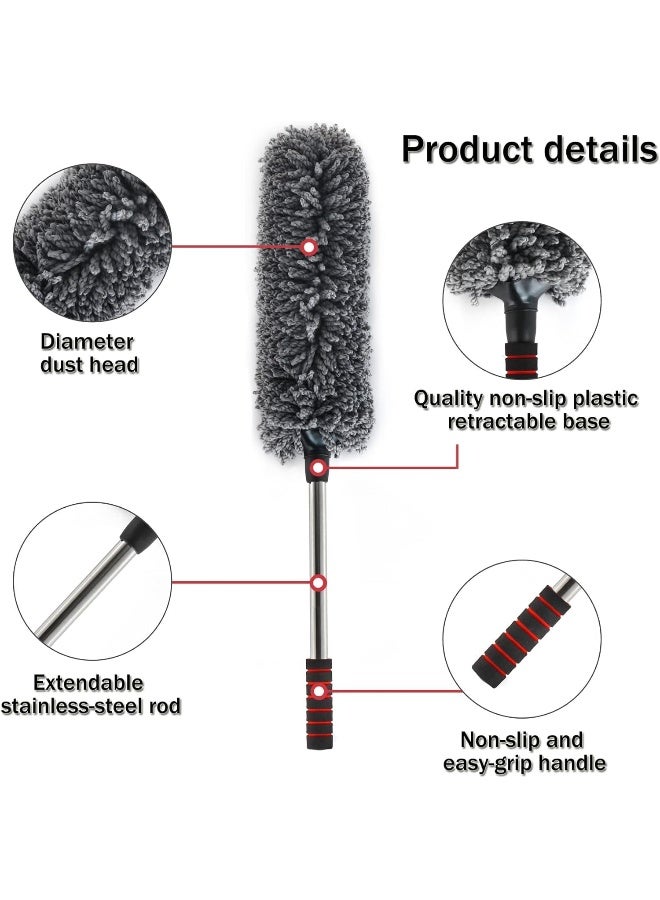Biella Microfiber Car Dashboard Duster Retractable Dust Cleaning Brush With Long Extendable Handle For Car, Truck, Suv, Rv And Motorcycle, Car Interior Exterior Accessories Etc  - Image 2