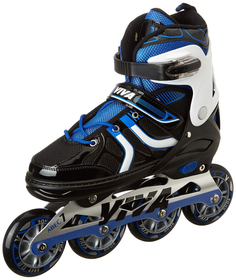 Viva Adjustable Inline Skates with Different Wheel Size Roller Inline Skates for All Boys and Girls (Large (9-11 UK), 90MM - Wheel Size) - Image 1