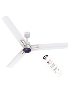 Polycab POLYCAB Wizzy Neo LED 1200mm 5Star BLDC Remote Ceiling fan for Living Room 8 Purple LED Speed Indicator High Air Delivery 25 Speed Control Free Installation 4yr WarrantyWhite Rose Gold 