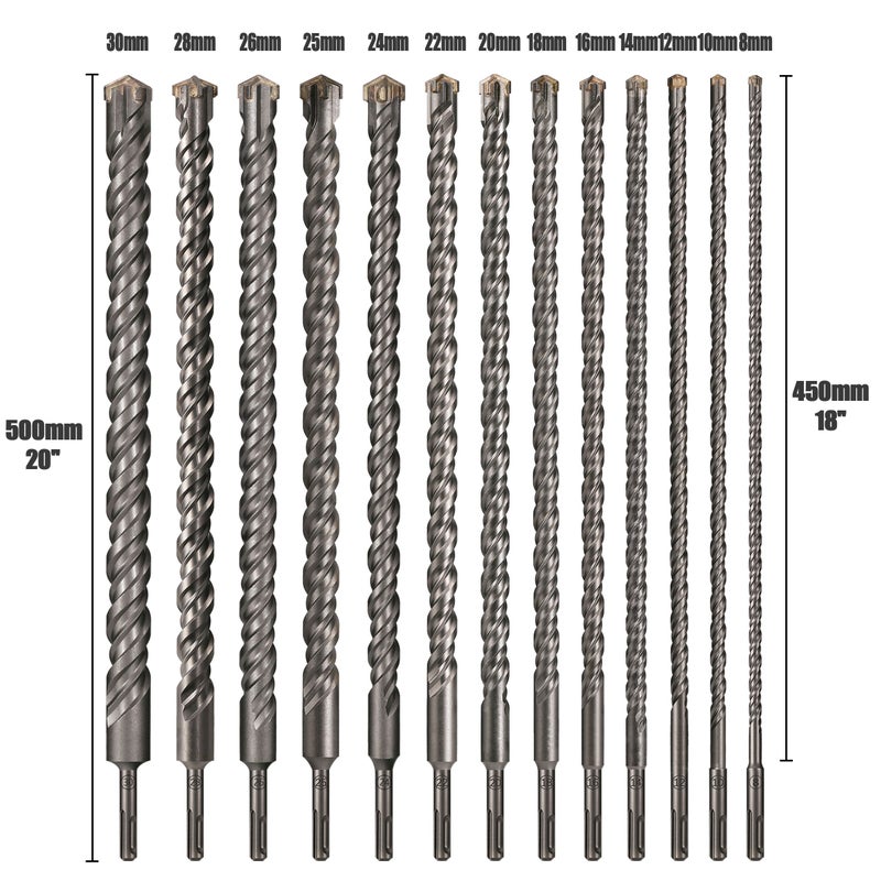 رأس قاطع متقاطع SDS بلس 500 مم 8 30 مم فائق الصلادة مقاوم للحرارة للخرسانة - Image 4