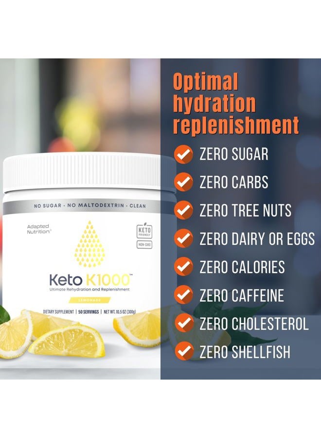 Hi-Lyte Keto K1000 Electrolyte Powder | Lemonade | Hydration Supplement Drink Mix | Boost Energy & Beat Leg Cramps | No Sugar, No Maltodextrin | 50 Servings - Image 3