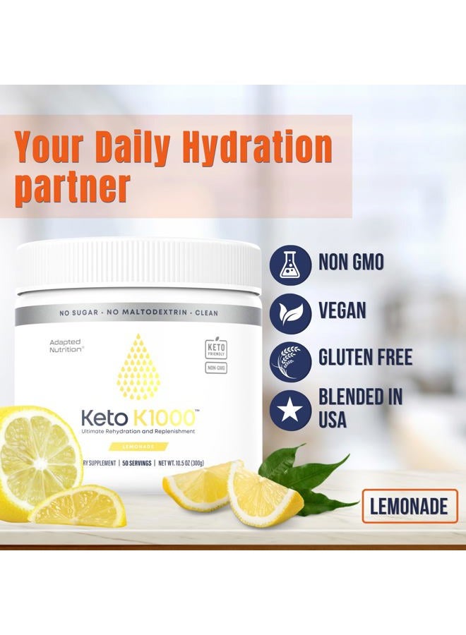 Hi-Lyte Keto K1000 Electrolyte Powder | Lemonade | Hydration Supplement Drink Mix | Boost Energy & Beat Leg Cramps | No Sugar, No Maltodextrin | 50 Servings - Image 4