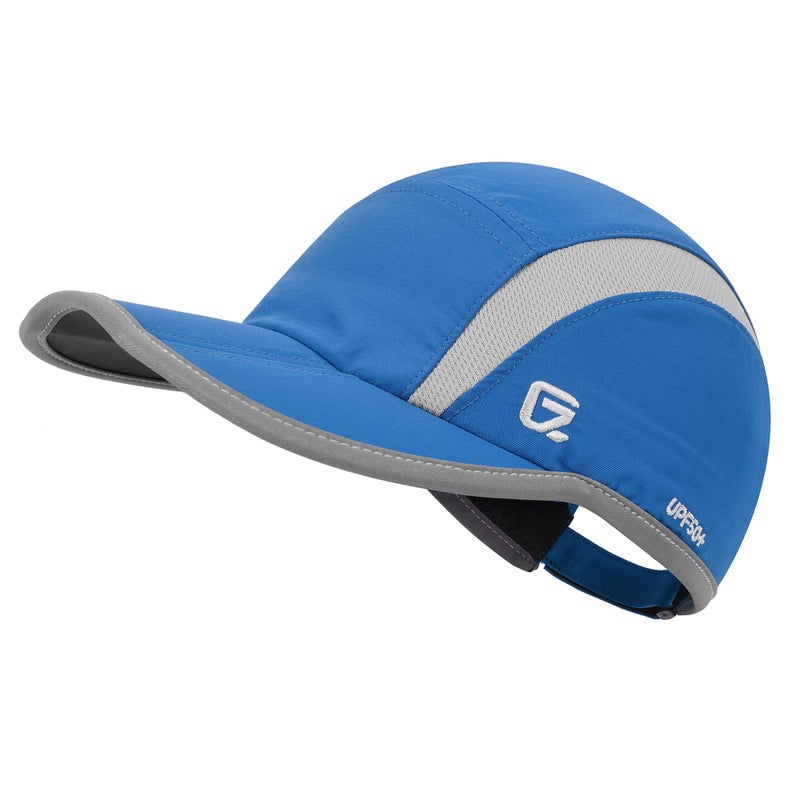 GADIEMKENSD Baseball Cap Nylon Running Cap Outdoor Sports Hat for Men Woman Adjustable Quick Drying Reflective Foldable 50+ UPF Inhibit UV Mesh Water Repellency Race Performance Lightweight Blue - Image 1