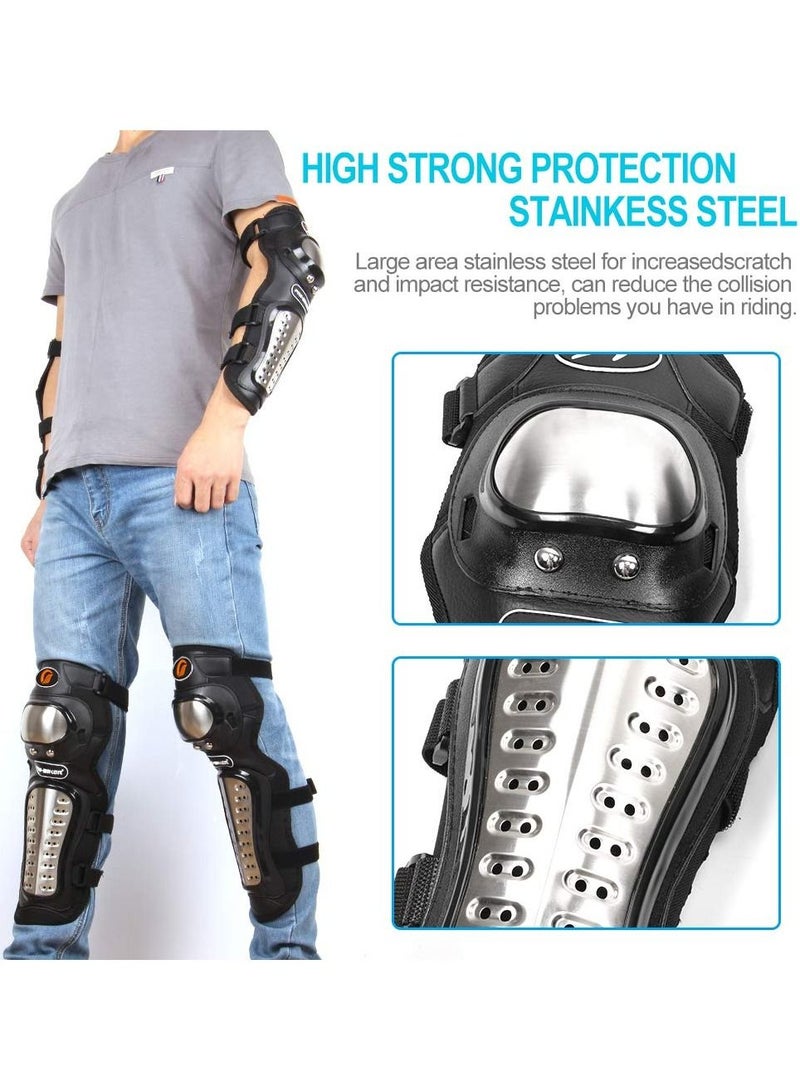 PRO 2Pcs Adults Alloy Steel Motorcycle Knee Pads Motocross Knee Shin Pads Protector - Image 4