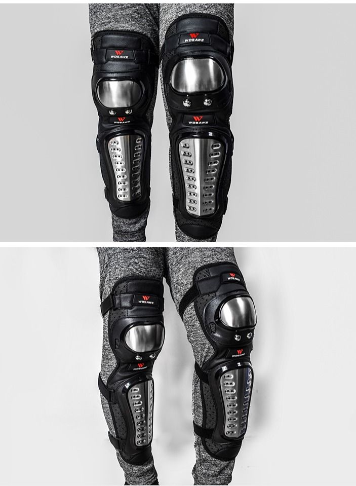 PRO 2Pcs Adults Alloy Steel Motorcycle Knee Pads Motocross Knee Shin Pads Protector - Image 3