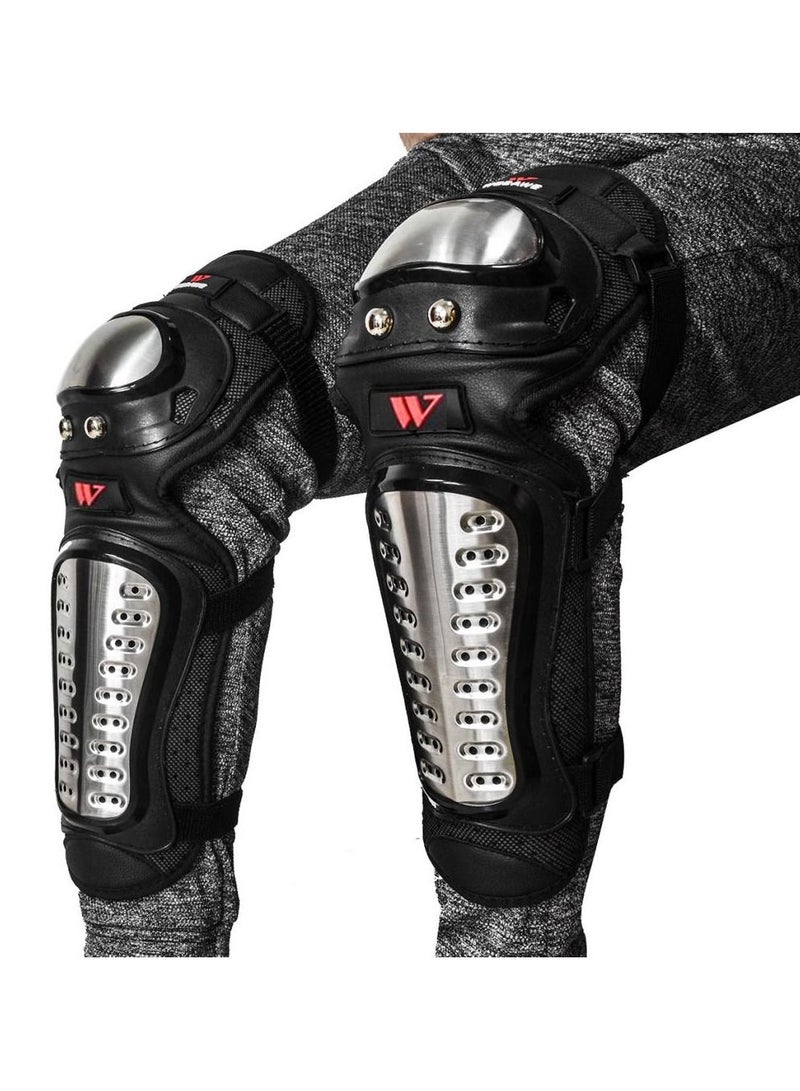 PRO 2Pcs Adults Alloy Steel Motorcycle Knee Pads Motocross Knee Shin Pads Protector - Image 2