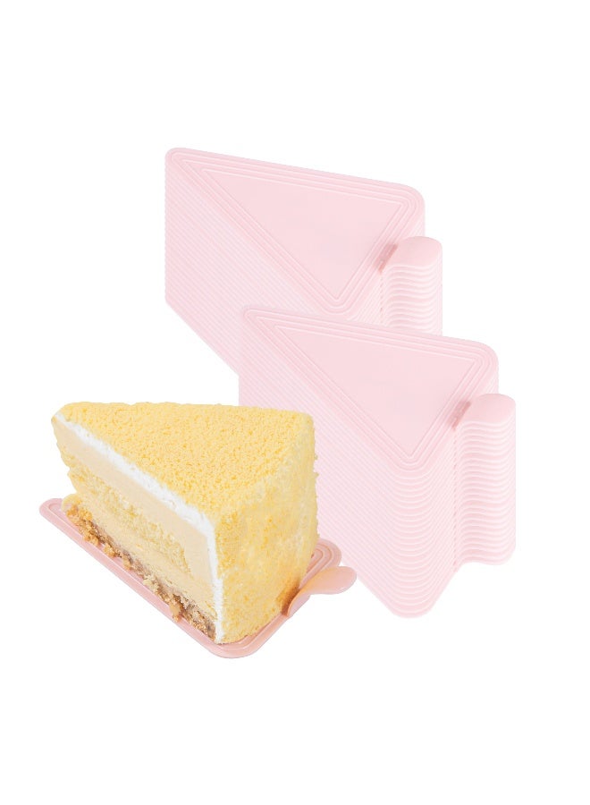 Restaurantware ألواح كعك 4.5 × 3 بوصة، 100 صينية حلوى مثلثية - خفيفة الوزن، مع مقبض، ألواح معجنات بلاستيكية وردية، قابلة للتصرف، تقدم المقبلات أو الحلويات - Image 2