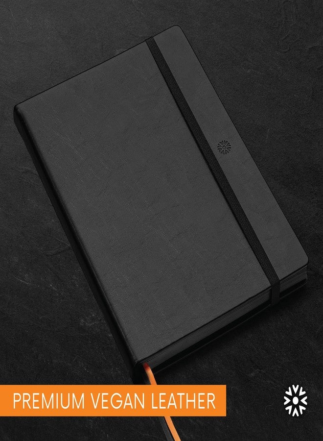 Notsu Dotted Black Paper Bullet Journal | B5 Dot Grid Notebook with 160 Black Pages of Thick 150gsm Paper, Vegan Leather Hardcovers - Image 2