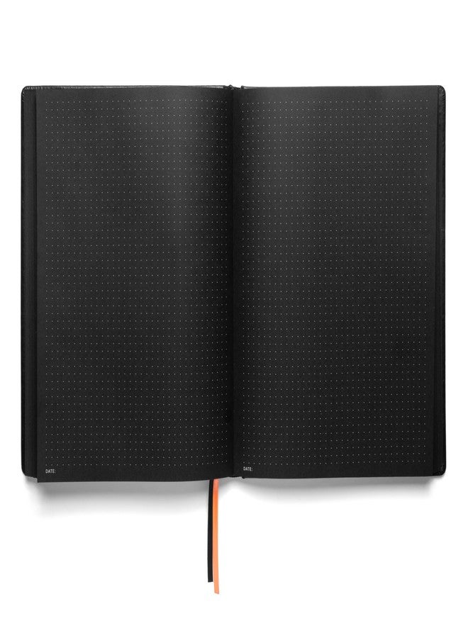 Notsu Dotted Black Paper Bullet Journal | B5 Dot Grid Notebook with 160 Black Pages of Thick 150gsm Paper, Vegan Leather Hardcovers - Image 1