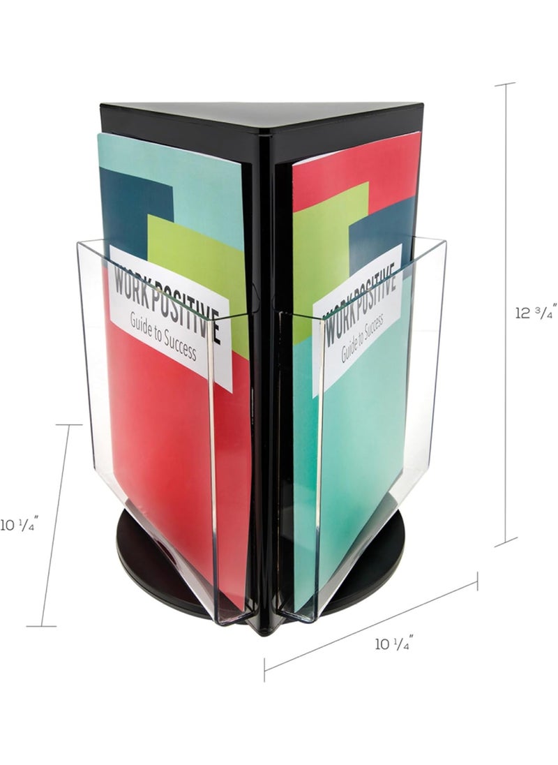 Deflecto Deflecto 592804 Countertop revolving 3pocket magazine rack clear pockets black base 13h  - Image 3
