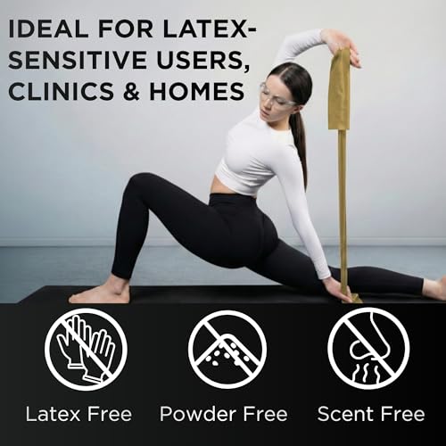TheraBand 20384 Professional Latex-Free Resistance Bands for Rehabilitation, Portable Fitness, Workout and Home Exercise, 25 yd. Roll Dispenser Box, Max, Elite, Gold - Image 4