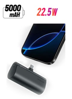 VEGER Ultra Compact Mini 5000mAh Power Bank for USB-C Devices | Fast Charging PD/QC3.0 | Built-in Type-C Connector, No Cables Needed | Compatible with iPhone 16 Pro Max, 16 Pro, 16 Plus, iPhone 15 Series, Samsung Galaxy S24/S23/S22/S21/S20, Huawei, and All Android Devices- Black  - Image 1