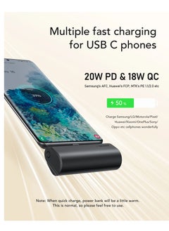 VEGER Ultra Compact Mini 5000mAh Power Bank for USB-C Devices | Fast Charging PD/QC3.0 | Built-in Type-C Connector, No Cables Needed | Compatible with iPhone 16 Pro Max, 16 Pro, 16 Plus, iPhone 15 Series, Samsung Galaxy S24/S23/S22/S21/S20, Huawei, and All Android Devices- Black  - Image 2