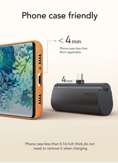 VEGER Ultra Compact Mini 5000mAh Power Bank for USB-C Devices | Fast Charging PD/QC3.0 | Built-in Type-C Connector, No Cables Needed | Compatible with iPhone 16 Pro Max, 16 Pro, 16 Plus, iPhone 15 Series, Samsung Galaxy S24/S23/S22/S21/S20, Huawei, and All Android Devices- Black  - Image 5