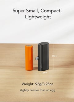 VEGER Ultra Compact Mini 5000mAh Power Bank for USB-C Devices | Fast Charging PD/QC3.0 | Built-in Type-C Connector, No Cables Needed | Compatible with iPhone 16 Pro Max, 16 Pro, 16 Plus, iPhone 15 Series, Samsung Galaxy S24/S23/S22/S21/S20, Huawei, and All Android Devices- Black  - Image 4