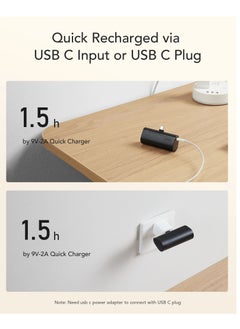VEGER Ultra Compact Mini 5000mAh Power Bank for USB-C Devices | Fast Charging PD/QC3.0 | Built-in Type-C Connector, No Cables Needed | Compatible with iPhone 16 Pro Max, 16 Pro, 16 Plus, iPhone 15 Series, Samsung Galaxy S24/S23/S22/S21/S20, Huawei, and All Android Devices- Black  - Image 3