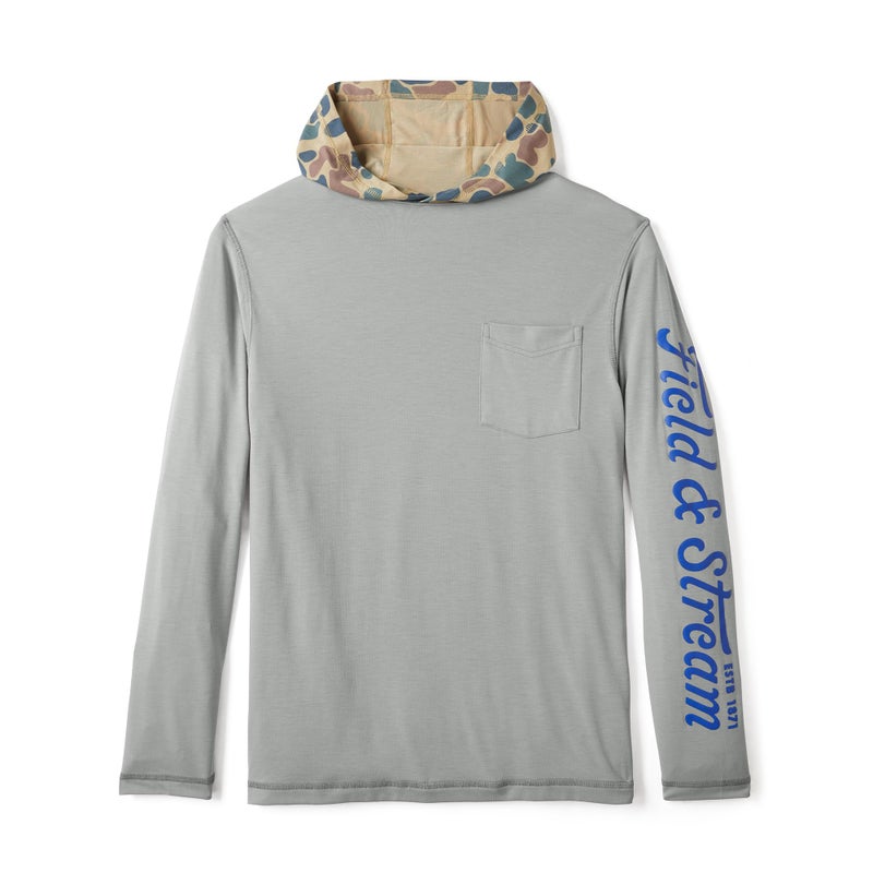 Field & Stream Men's Roll Cast Performance Hoodie with DrireleaseÂ®, Light Grey/Camo, Large - Image 1