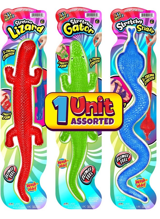 جا-رو لعبة مطاطية على شكل سحلية لزجة عملاقة أو تمساح أو ثعبان (عبوة واحدة متنوعة) ثعبان مطاطي مزيف للأطفال. لعبة تخفيف التوتر. هدايا حفلات الزواحف، أكياس هدايا. 430-1A - Image 1