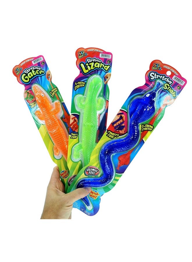 جا-رو لعبة مطاطية على شكل سحلية لزجة عملاقة أو تمساح أو ثعبان (عبوة واحدة متنوعة) ثعبان مطاطي مزيف للأطفال. لعبة تخفيف التوتر. هدايا حفلات الزواحف، أكياس هدايا. 430-1A - Image 2