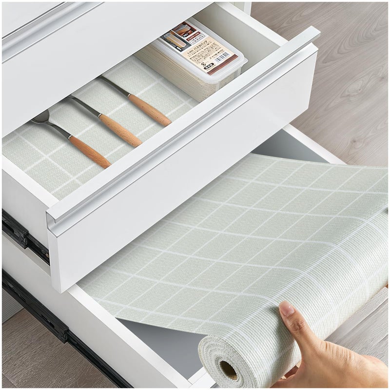 ALIUNI Drawer and Shelf Liner, Non-Slip Kitchen Cabinet Liners Non-Adhesive Thick Strong Grip Waterproof Washable Mats Protect Dresser Shelves Cupboard Bathroom Cabinets, Light Green, 12 in X 10 FT - Image 1