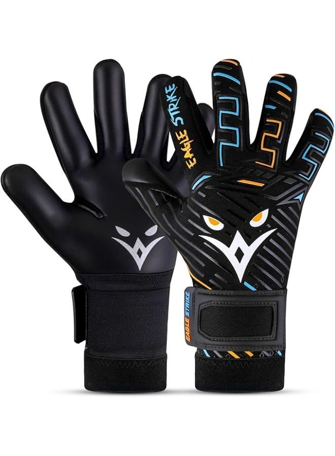 EAGLE STRIKE Goalkeeper Goalie Gloves| Soccer Gloves with Adjustable Grip for Wrist Support | Football Goal Keeper Gloves for Adult, youth and Junior for Professional Football training - Image 1