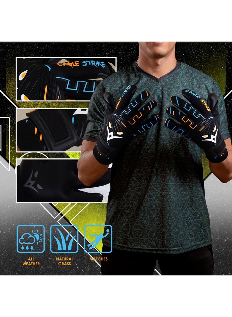 EAGLE STRIKE Goalkeeper Goalie Gloves| Soccer Gloves with Adjustable Grip for Wrist Support | Football Goal Keeper Gloves for Adult, youth and Junior for Professional Football training - Image 5