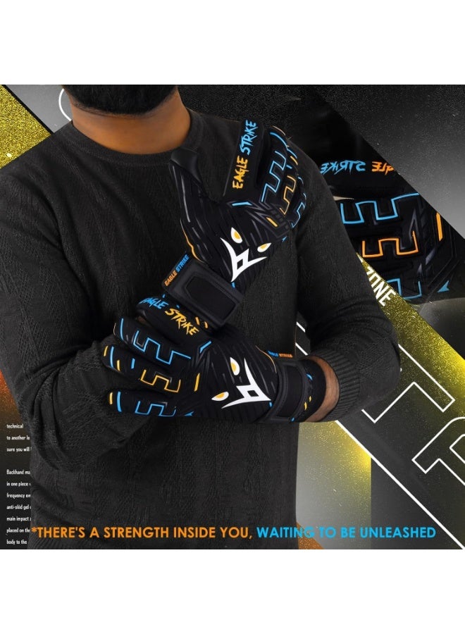 EAGLE STRIKE Goalkeeper Goalie Gloves| Soccer Gloves with Adjustable Grip for Wrist Support | Football Goal Keeper Gloves for Adult, youth and Junior for Professional Football training - Image 4