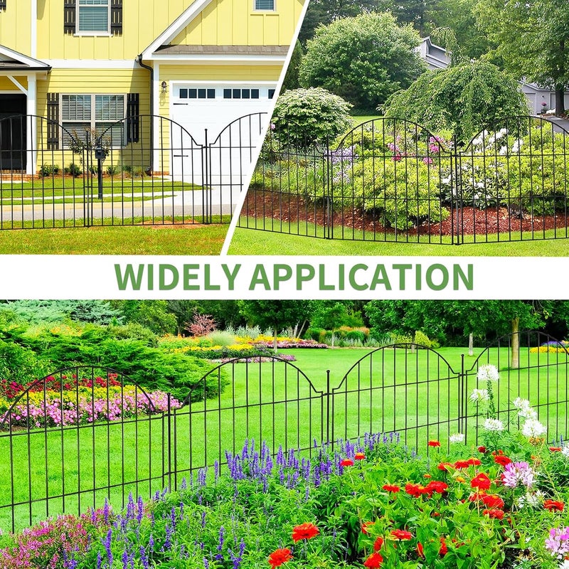 Blingluck Decorative Metal Garden Fence No Dig Outdoor Dog Fence 10 Panels with Lock, 24 in - Image 4