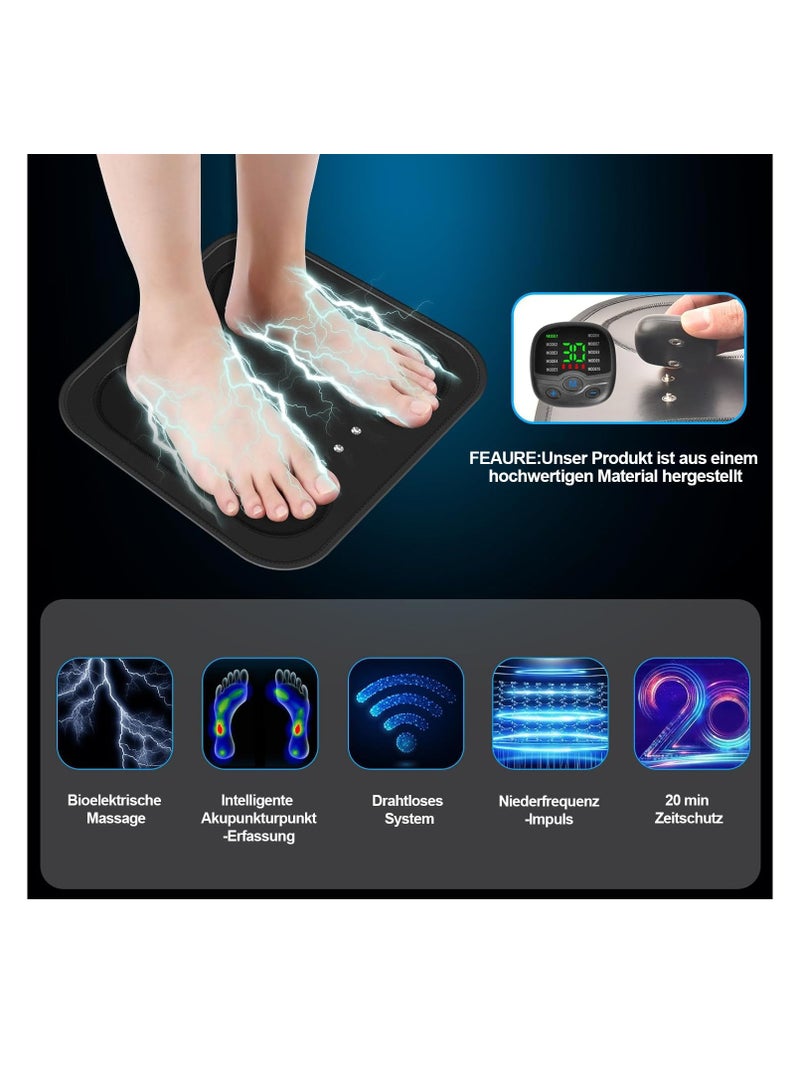 SYOSI EMS Foot Massager, Foldable Portable Electric Massage Mat, 10 Modes, 30 Intensities, Relax Muscles, Electronic Muscle Stimulation, Foot Massage for Circulation and Pain Relief (Black)  - Image 4