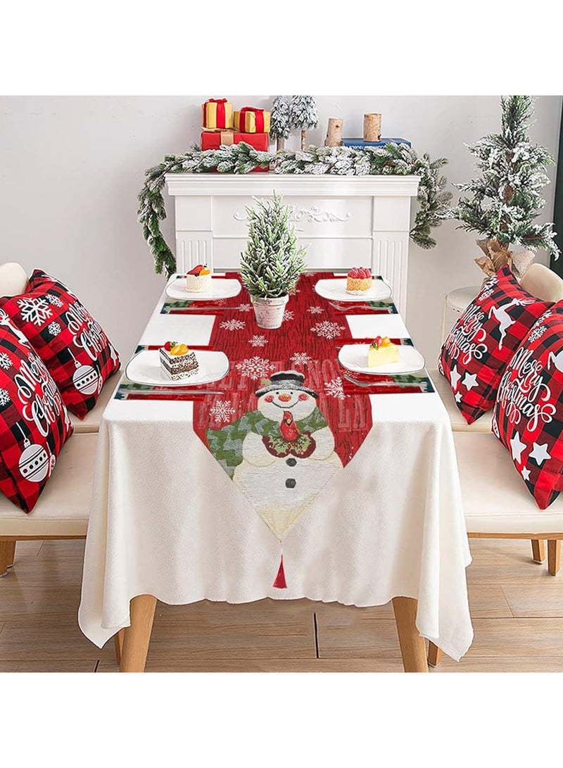 AUTOYSUR مفرش طاولة عيد الميلاد مع مجموعة من 4 مفارش فردية، مجموعة مفارش فردية متطابقة مع رجل الثلج، مفرش طاولة قابل للغسل، مفارش فردية لعيد الميلاد لتزيين طاولة عيد الميلاد، سطح طاولة الطعام - Image 5