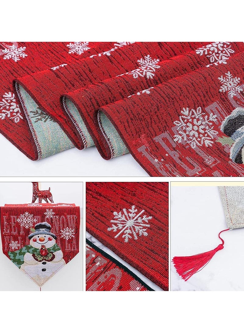 AUTOYSUR مفرش طاولة عيد الميلاد مع مجموعة من 4 مفارش فردية، مجموعة مفارش فردية متطابقة مع رجل الثلج، مفرش طاولة قابل للغسل، مفارش فردية لعيد الميلاد لتزيين طاولة عيد الميلاد، سطح طاولة الطعام - Image 2