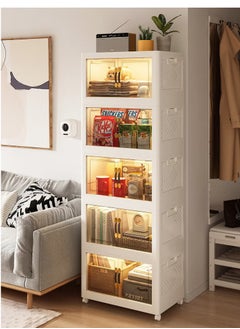 Old_Feller Foldable Plastic Storage Box 5 layers With Wheels and Doors,XLarge Storage Bin with Lid Organizers Stackable Storage Bins, Closet Organizers Double Door Magnetic with Universal Pulley  - Image 2